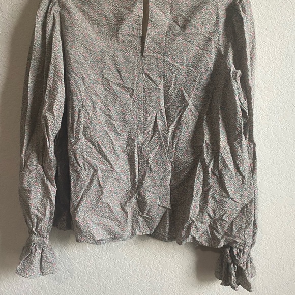 Moodie Ditsy Floral Long Sleeve Blouse M Keyhole Back Boho Hippie Peasant - Picture 8 of 12